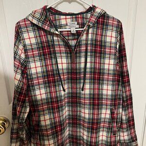 LL Bean Zip-Up Plaid Hoodie